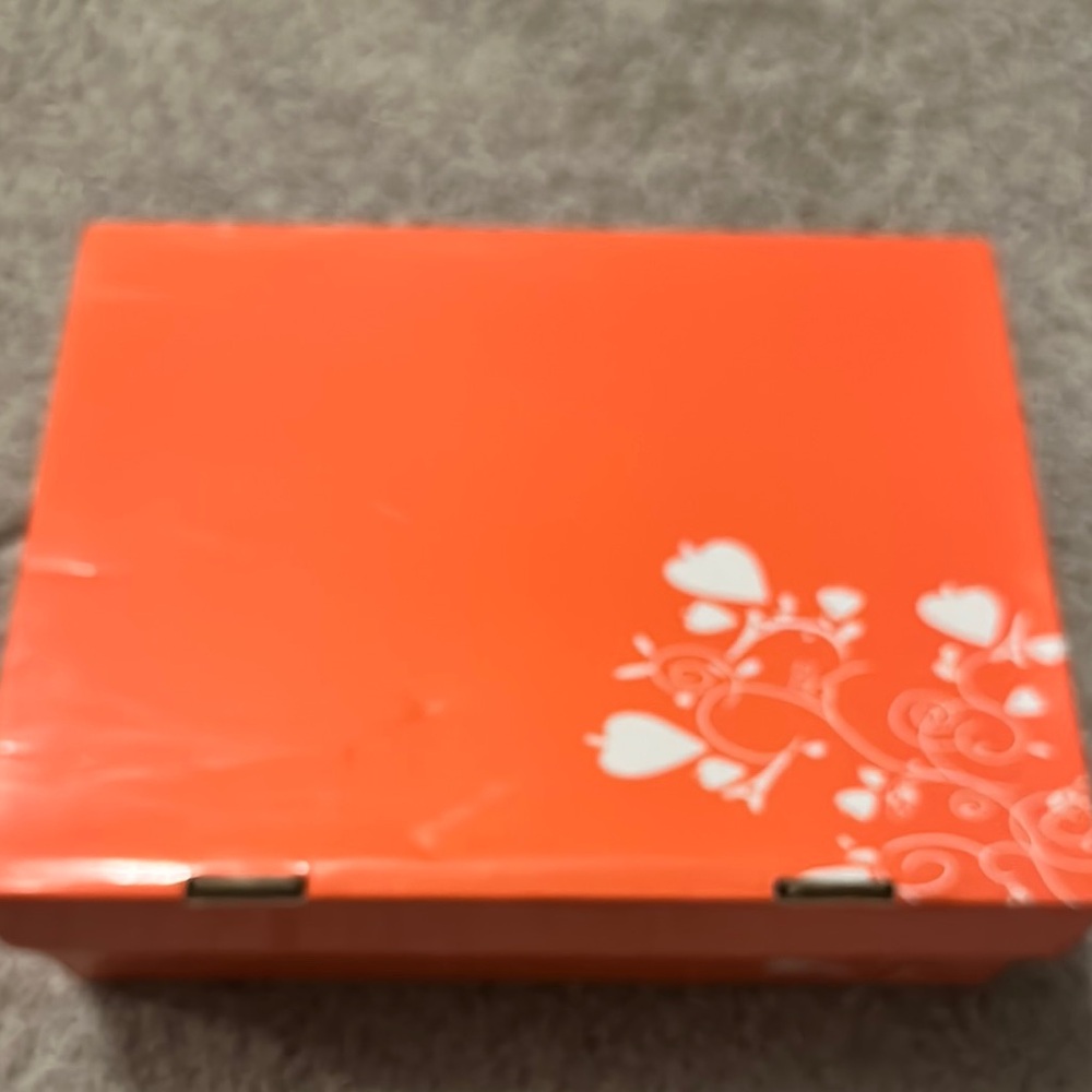 Orange Box with White Heart Design